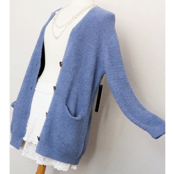 NEW Slate Blue Super Soft Button Front Caradigan - Picture 2 of 8